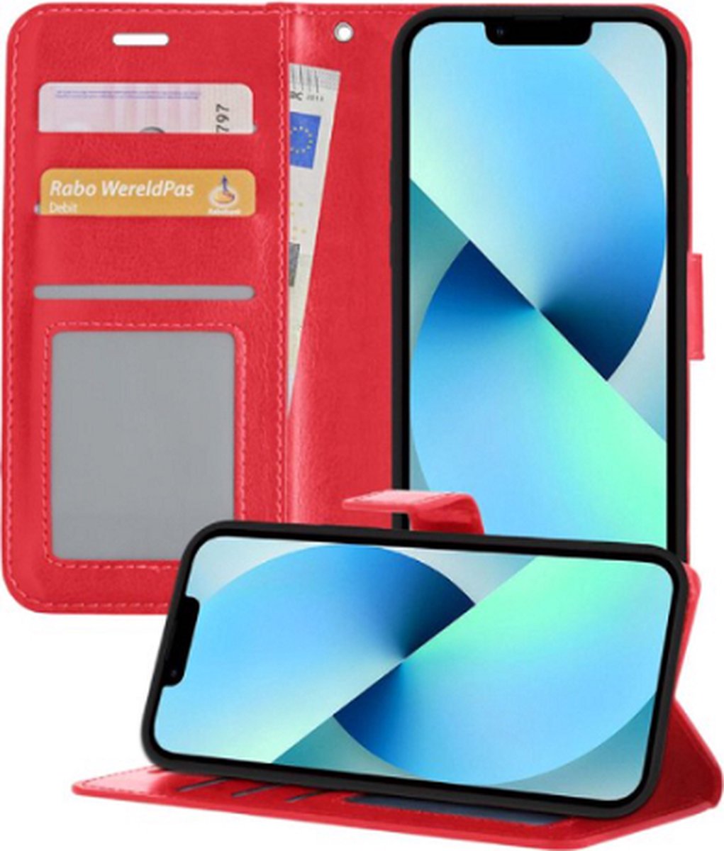 iPhone 13 Mini Hoesje Met Pasjeshouder Bookcase Rood