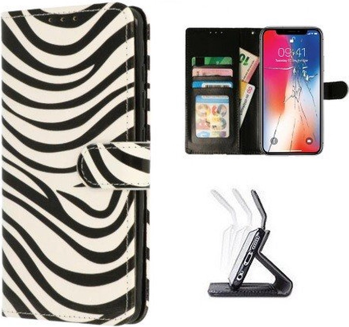 iPhone XS Max Hoesje Met Pasjeshouder Bookcase Zebra