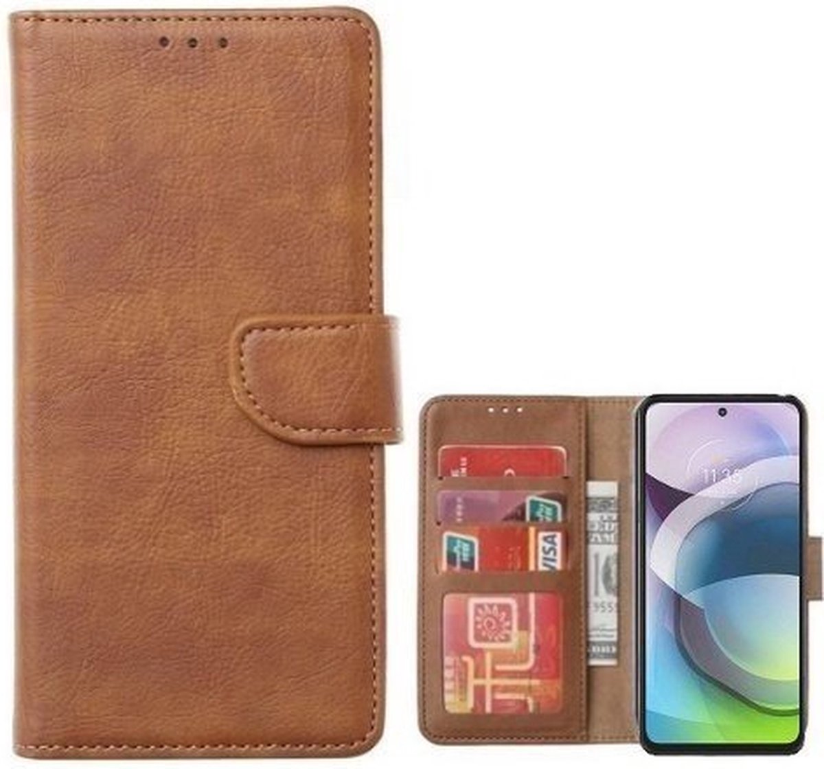 Motorola Moto G 5G Hoesje Met Pasjeshouder Bookcase Bruin