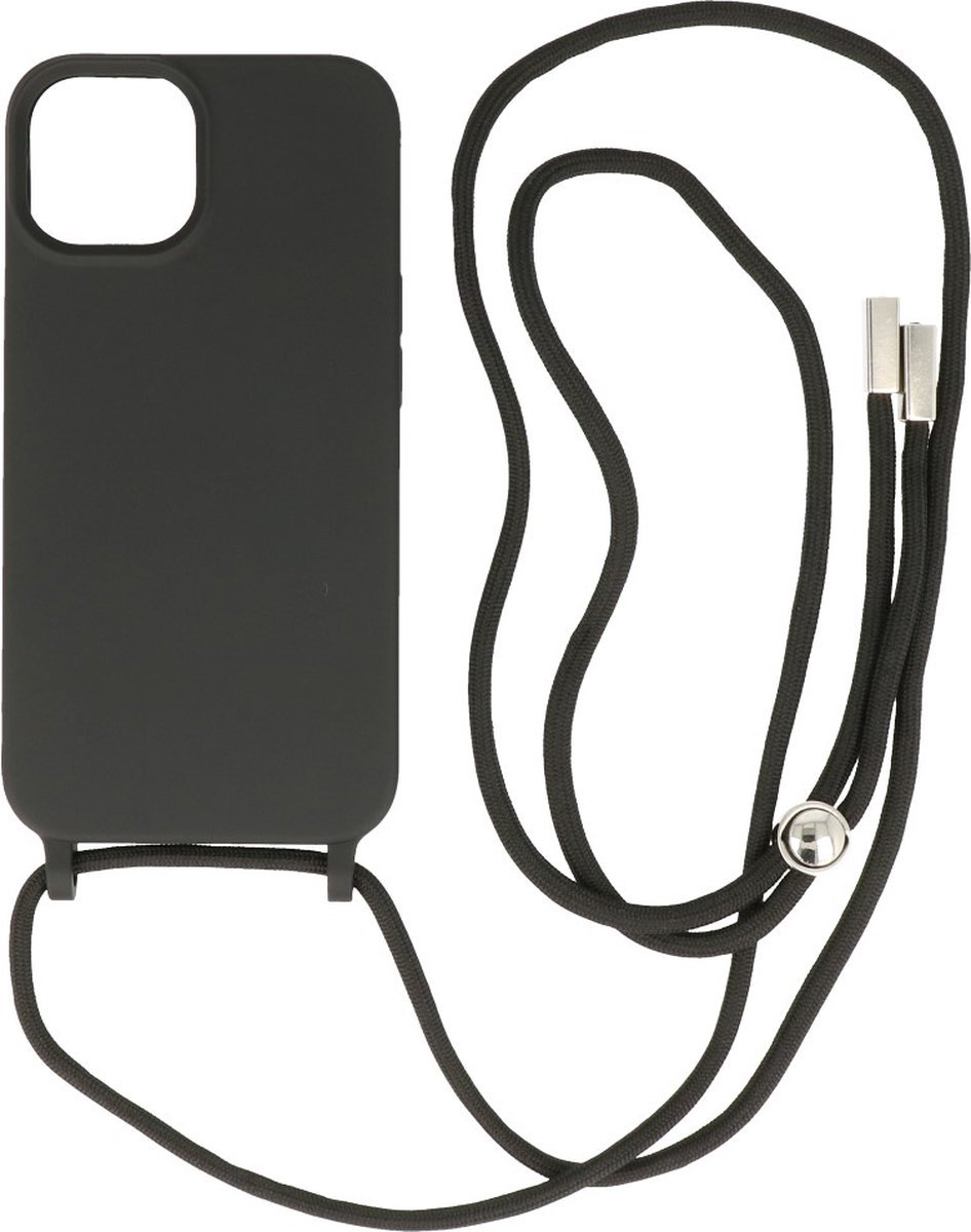 Hoesje met Koord 2.5mm Dikke Back Cover Kleur Zwart geschikt voor Iphone 14 Plus
