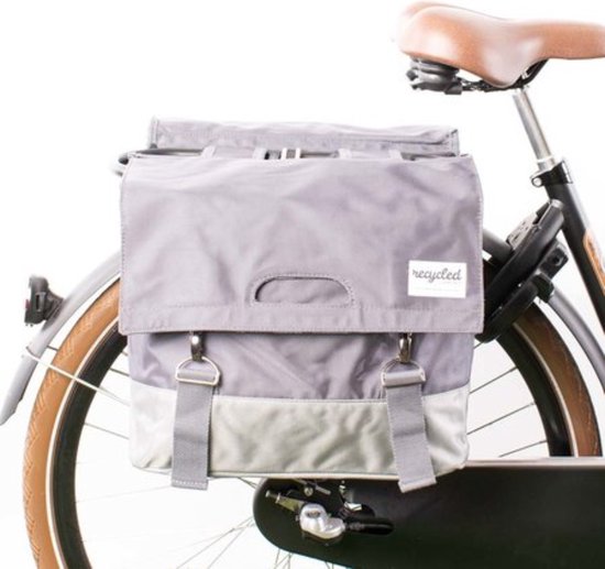 UrbanProof double sacoche vélo RPET 40L vert-gris bol