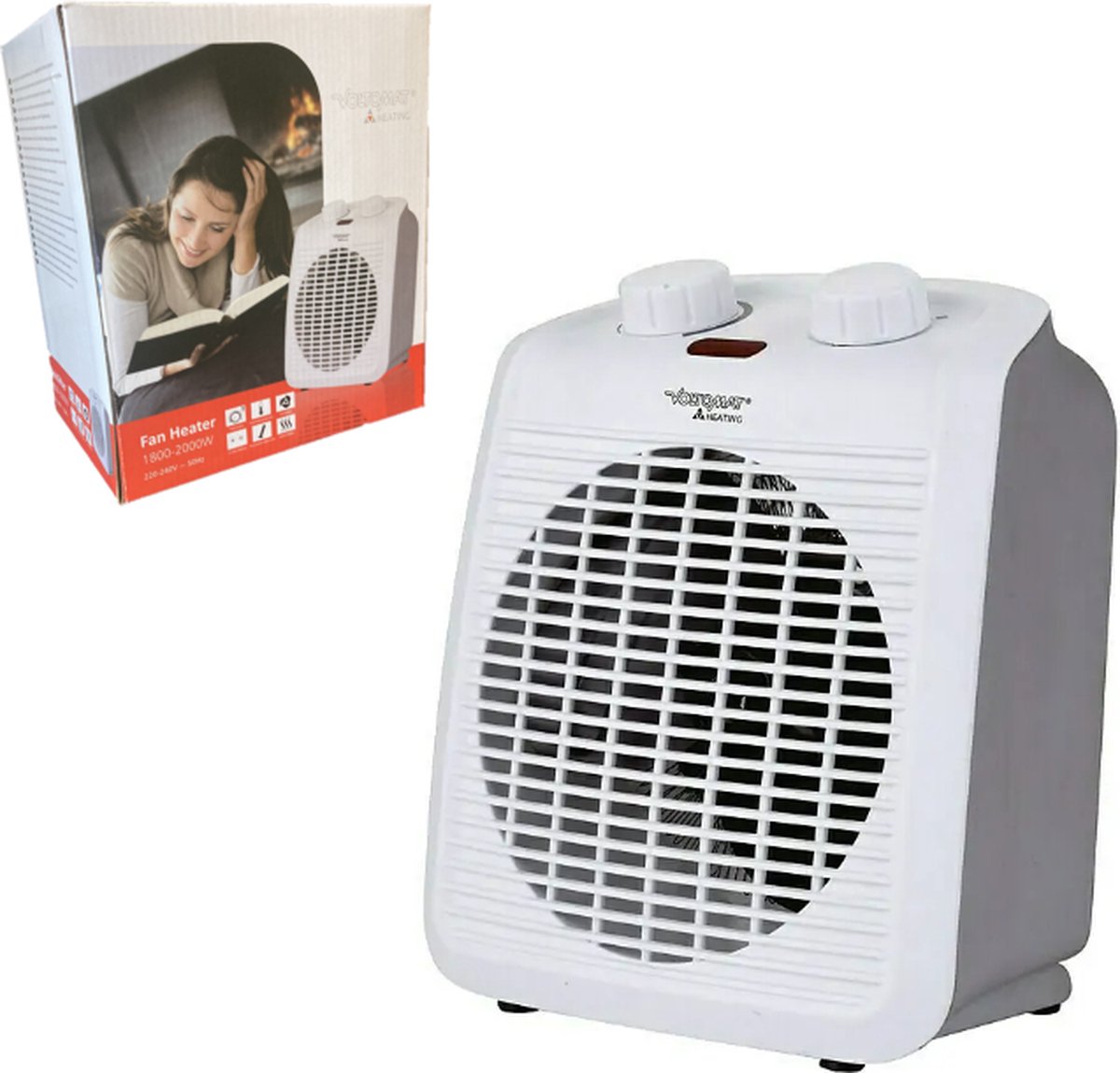 Voltomat Ventilatorkachel - 1800/2000W - 2 Warmtestanden - Elektrische verwarming - Elektrische kachel - Stopcontact - Huiskamer