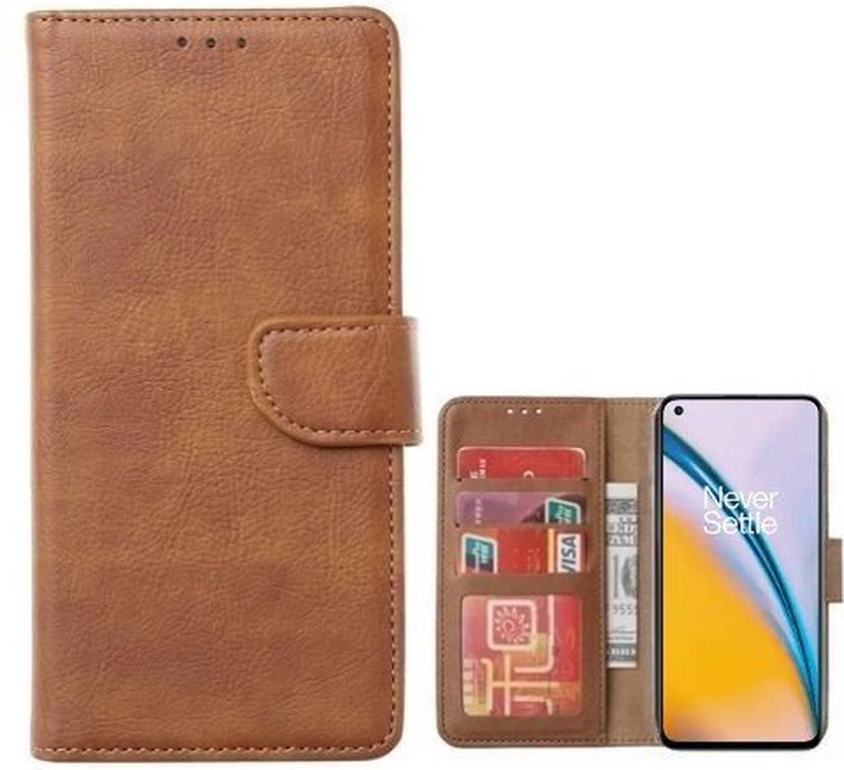 OnePlus Nord 2 Hoesje Met Pasjeshouder Bookcase Bruin