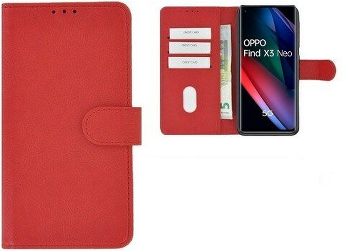 Oppo Find X3 Neo Hoesje Met Pasjeshouder Bookcase Rood