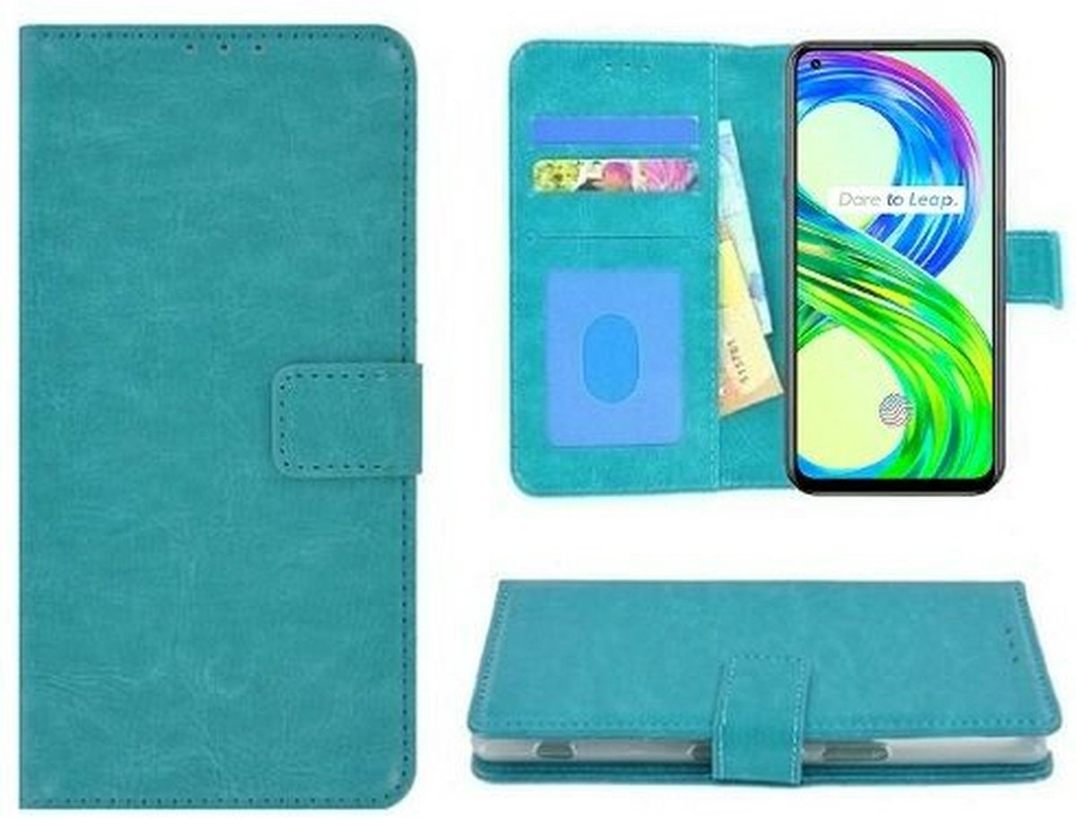 Realme 8 Pro Hoesje Met Pasjeshouder Bookcase Turquoise