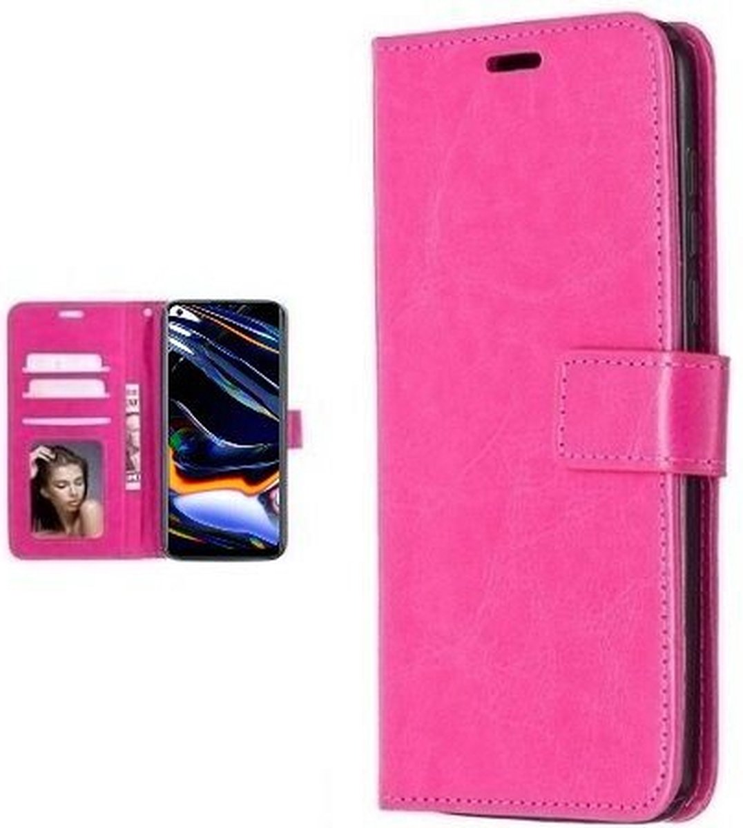 Realme 7 Pro Hoesje Met Pasjeshouder Bookcase Roze