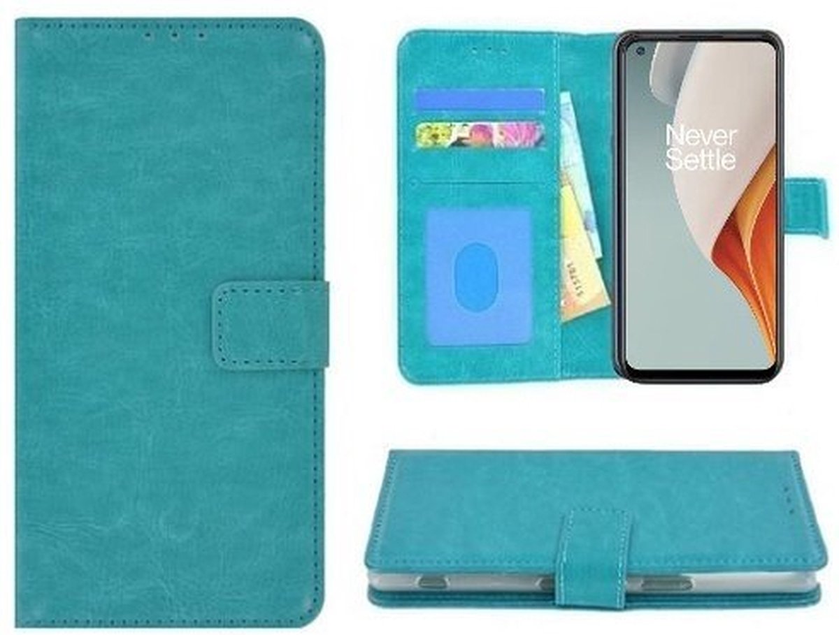 OnePlus Nord N100 Hoesje Met Pasjeshouder Bookcase Turquoise