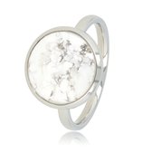 *My Bendel - Ring zilver met ronde grote Marble - Moderne ring met Marble edelsteen - Met luxe cadeauverpakking
