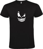 Zwart T-Shirt met “ Halloween Spooky Face “ afbeelding Wit Size M