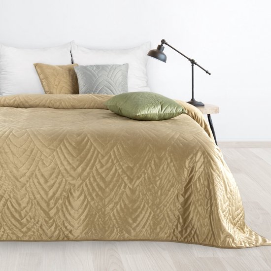 Oneiro’s luxe LUIZ /type 6/ Beddensprei Beige - 220x240 cm – bedsprei 2 persoons - beige – beddengoed – slaapkamer – spreien – dekens – wonen – slapen
