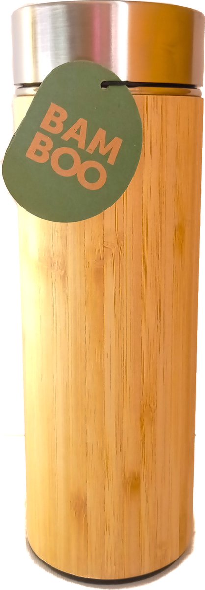 Bamboo - Isoleerfles - Drinkfles - Thermoskan - RVS - 400 ml