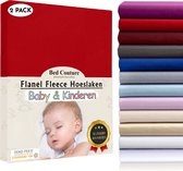 Bed Couture  Flanel Fleece Baby Kinder Hoeslaken - 100% Katoen Extra zacht en Warm - Ledikant - 60x120  Cm - Rood