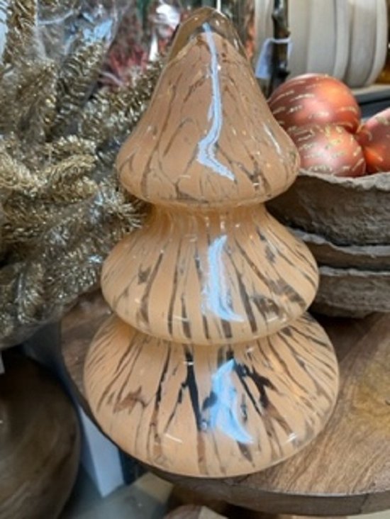 Light&Living Kerstboom 2st karamel gevlamd koper voet LED licht