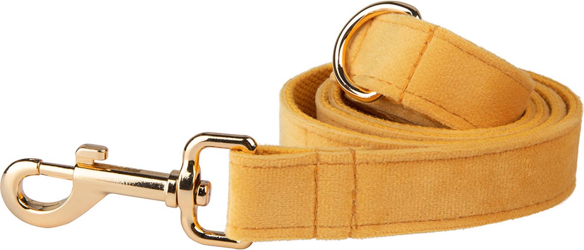 Hondenriem Geel – Maat L – Velvet – Luxe Hondenriem – Voor Kleine en Grote Honden – Exclusieve Hondenriemen