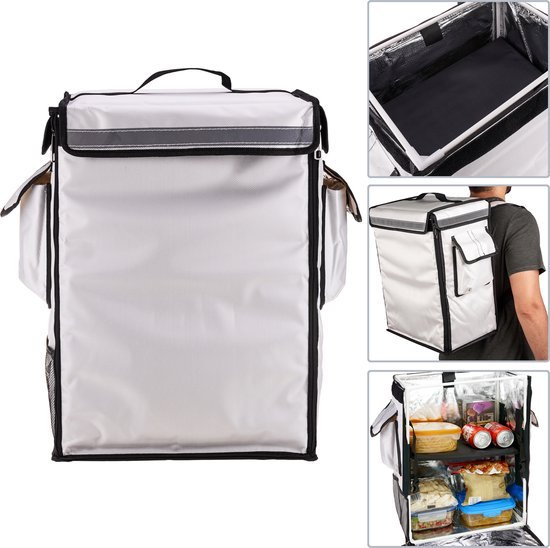 Zaino Isotermico 35x49x25 Cm Giallo E Nero - Per Consegna Cibo, Picnic, Spiaggia, Con Separatore Interno