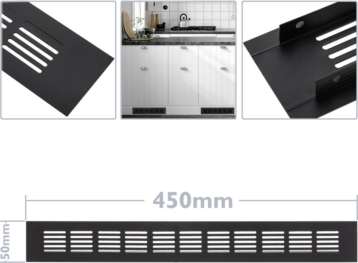 Ventilatierooster - zwart - aluminium - 400 x 80 mm kopen