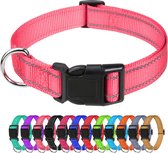 Reflecterende Hondenhalsband - Halsband hond - Reflecterend - Licht Roze - Maat L - 40/60 CM
