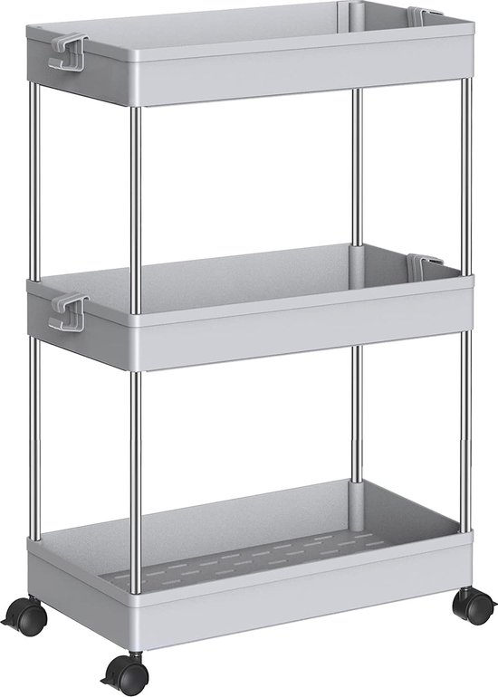 Chariot à Roulettes De Cuisine à 4 Niveaux, 47 X 20 X 80 CM, Chariot De Cuisine A 4 Niveaux 47 X 20 X 80 Cm Chariot De Rangement Largeur 20cm Avec 4 Roulettes Silencieuses Pour Cuisine Salon Blanc 97444402