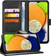 Hoesje geschikt voor Samsung A03 - Book Case Leer Wallet Cover Portemonnee Pasjeshouder Hoes Zwart