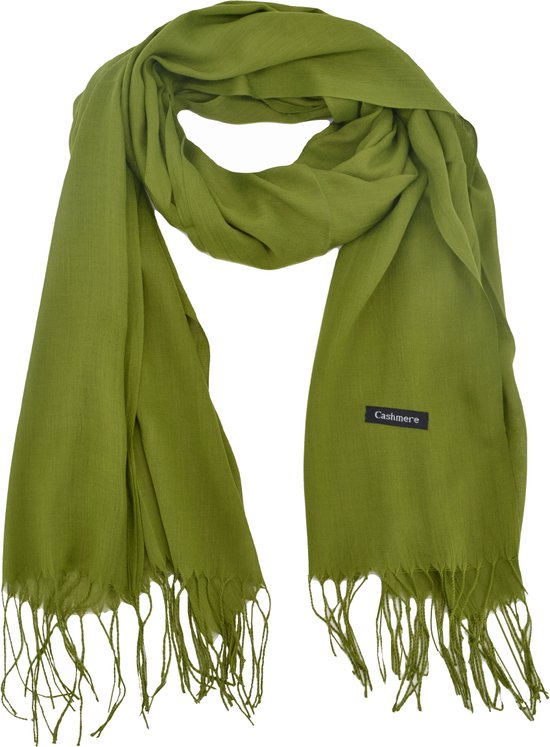 Pashmina Sjaal - Olijfgroen | Cashmere/Viscose | 180 x 70 cm | Fashion Favorite