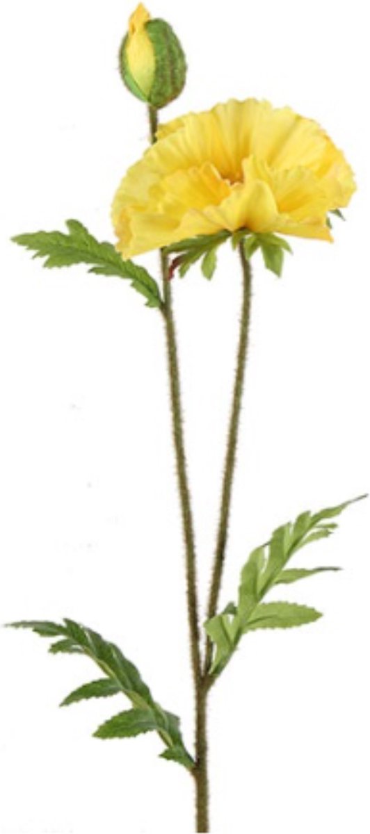 Countryfield kunstbloem papaver decoratie geel 64cm zijde.