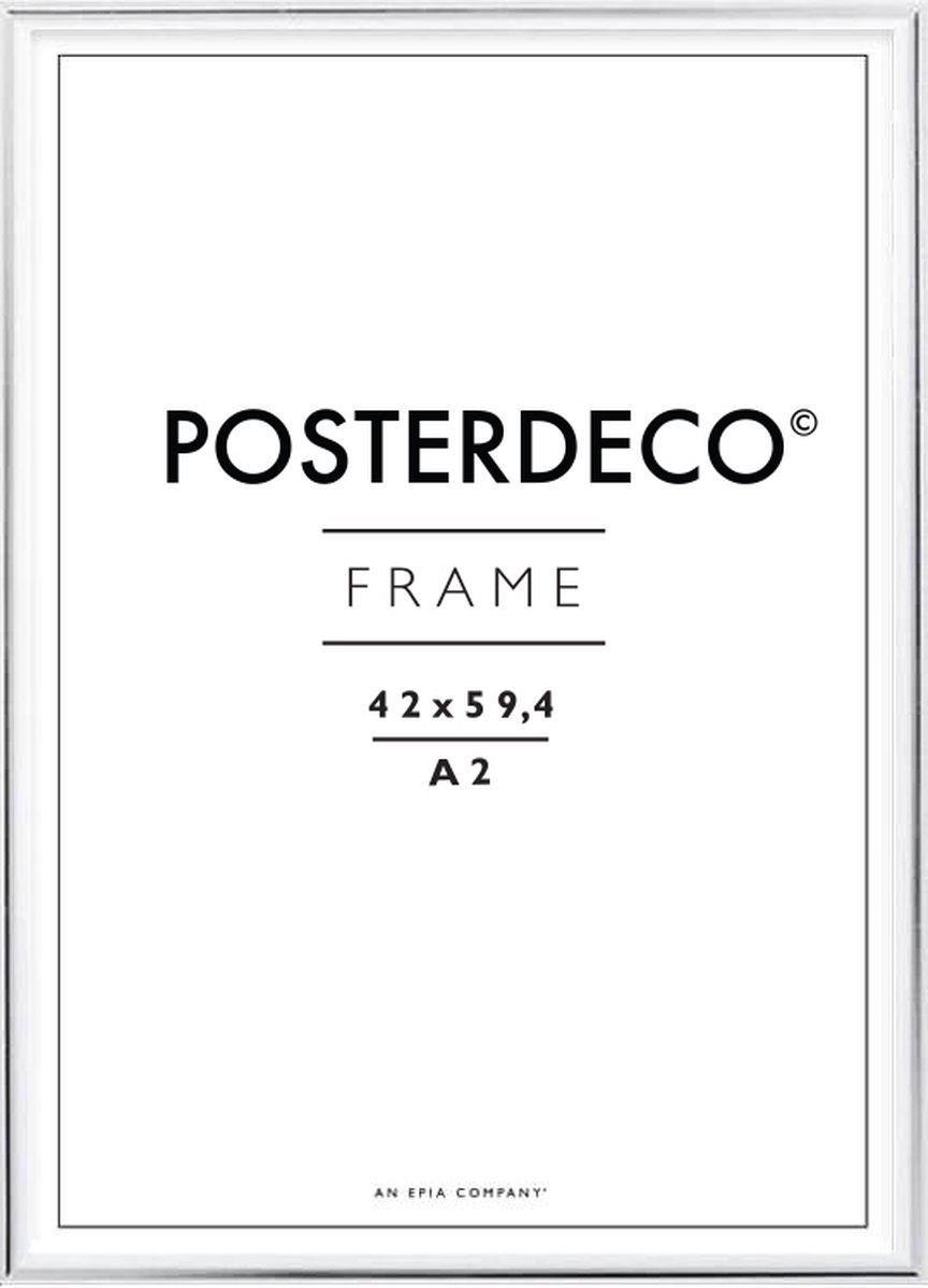 Fotolijst - Posterdeco - Premium Metaal - Fotomaat 42x59,4 cm (A2) - Posterlijst - Fotolijstje - Zilver
