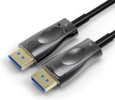 NÖRDIC DP-F010 Glasvezel DisplayPort Kabel 1.4 - 8K 60Hz - 32,4Gbps - 4K 120Hz - HDR - 10m - Zwart