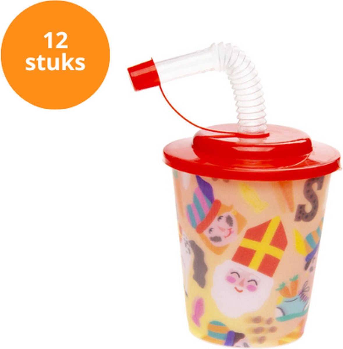 Uitdeelbekers - Sinterklaas - 12 stuks - Sint & Piet - Drinkbeker - 3D effect