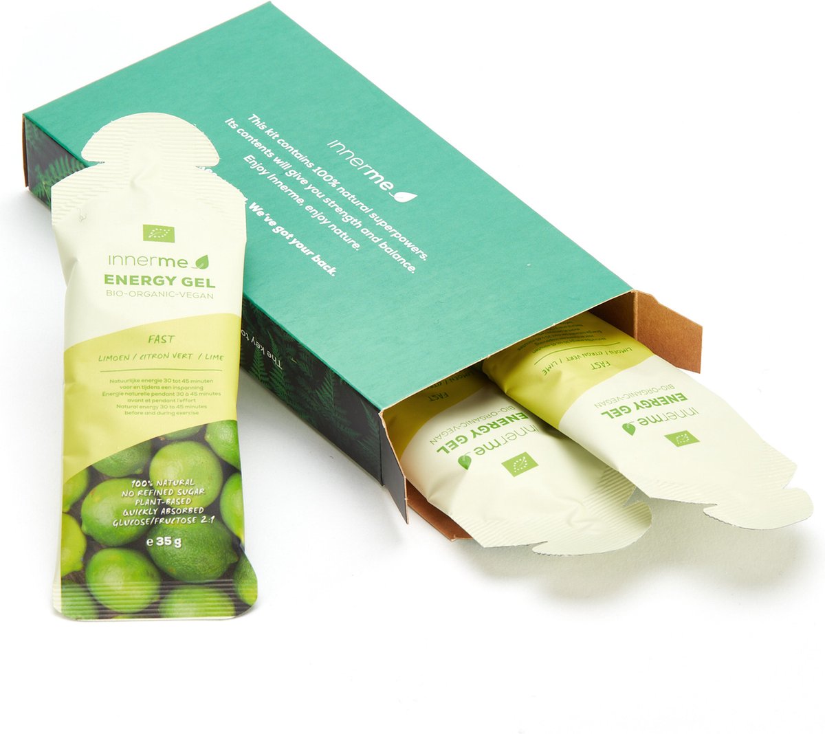 Goedkoopste Innerme Energy Gels 'Fast' Limoen - Bio & Vegan - 3 Energy Gels 35g