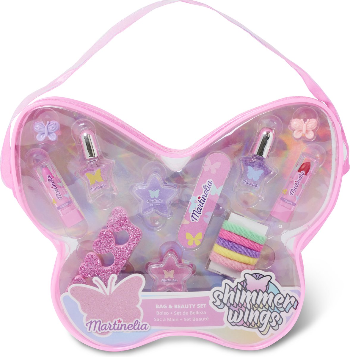 Shimmer Wings Butterfly - vlinder etui tasje kinder make-up en haaraccessoires roze lila - vakantietip Martinelia reisetui