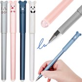 pymiq® Lot de 4 stylos effaçables de Luxe - retour à l'école - écriture - effacement - gomme - amovible - stylo - animaux