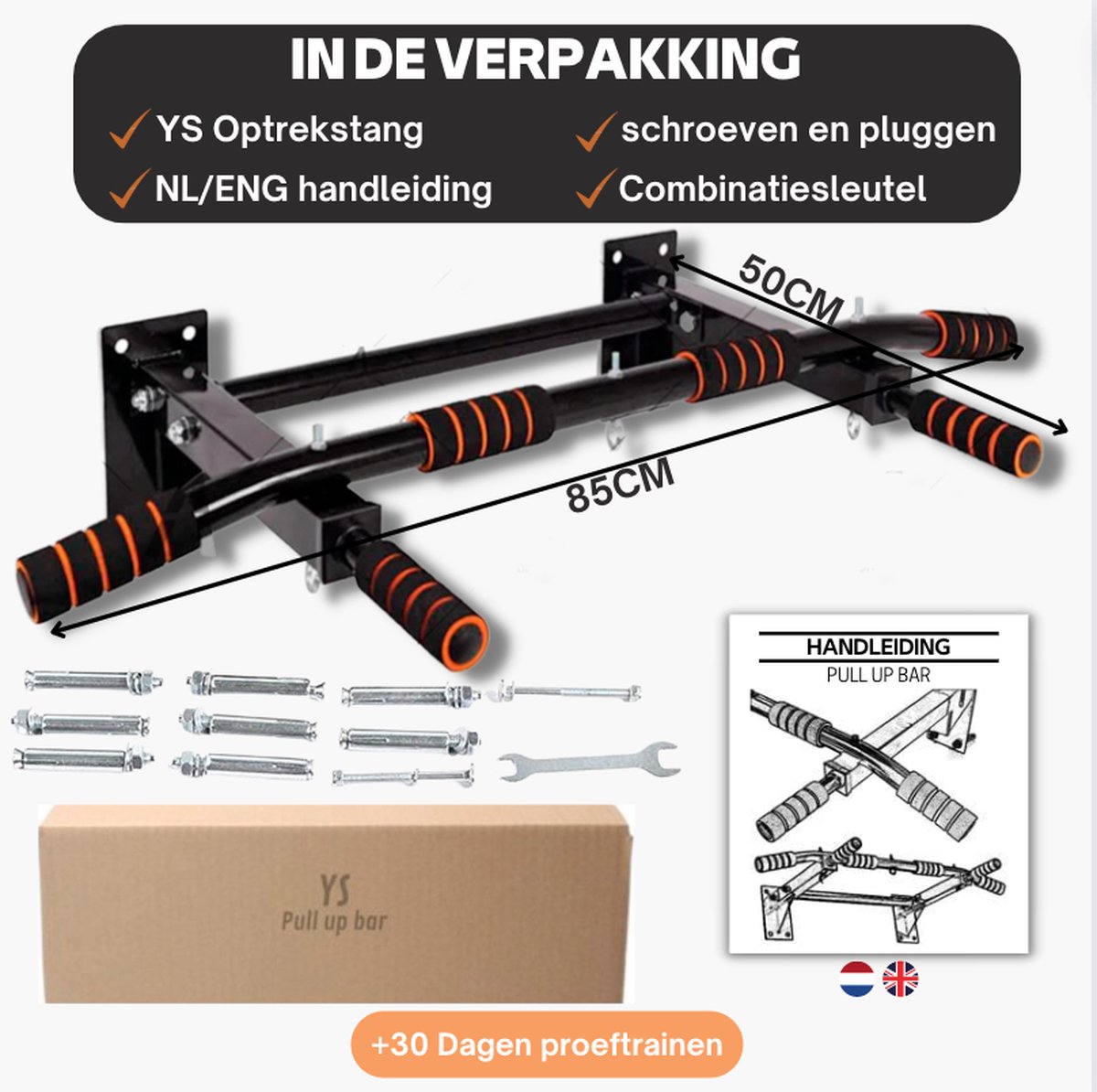Optrekstang Davski rekstang optrekstang turnstang muur plafond montage 120 cm