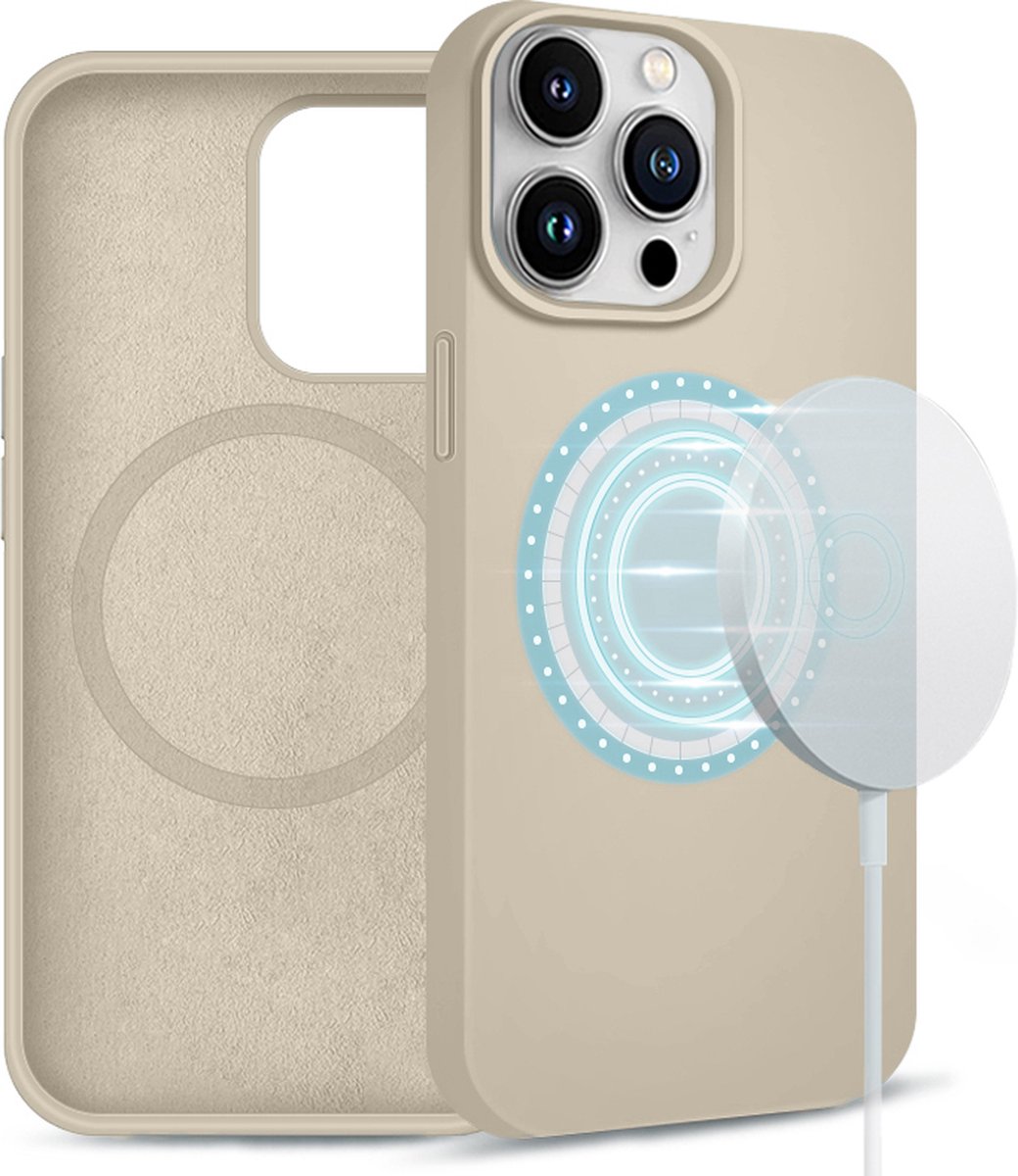 iPhone 13 Mini Siliconen Licht Zand hoesje geschikt voor MagSafe - 5,4 inch