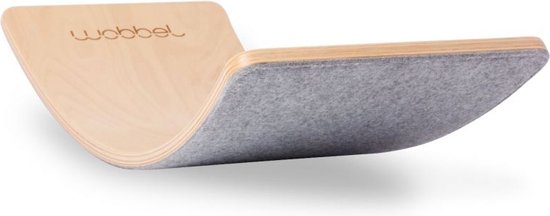 Wobbel Starter Baby Muis (licht grijs) - Houten balance board van 70 centimeter - Geschikt voor 0 tot 3 jaar