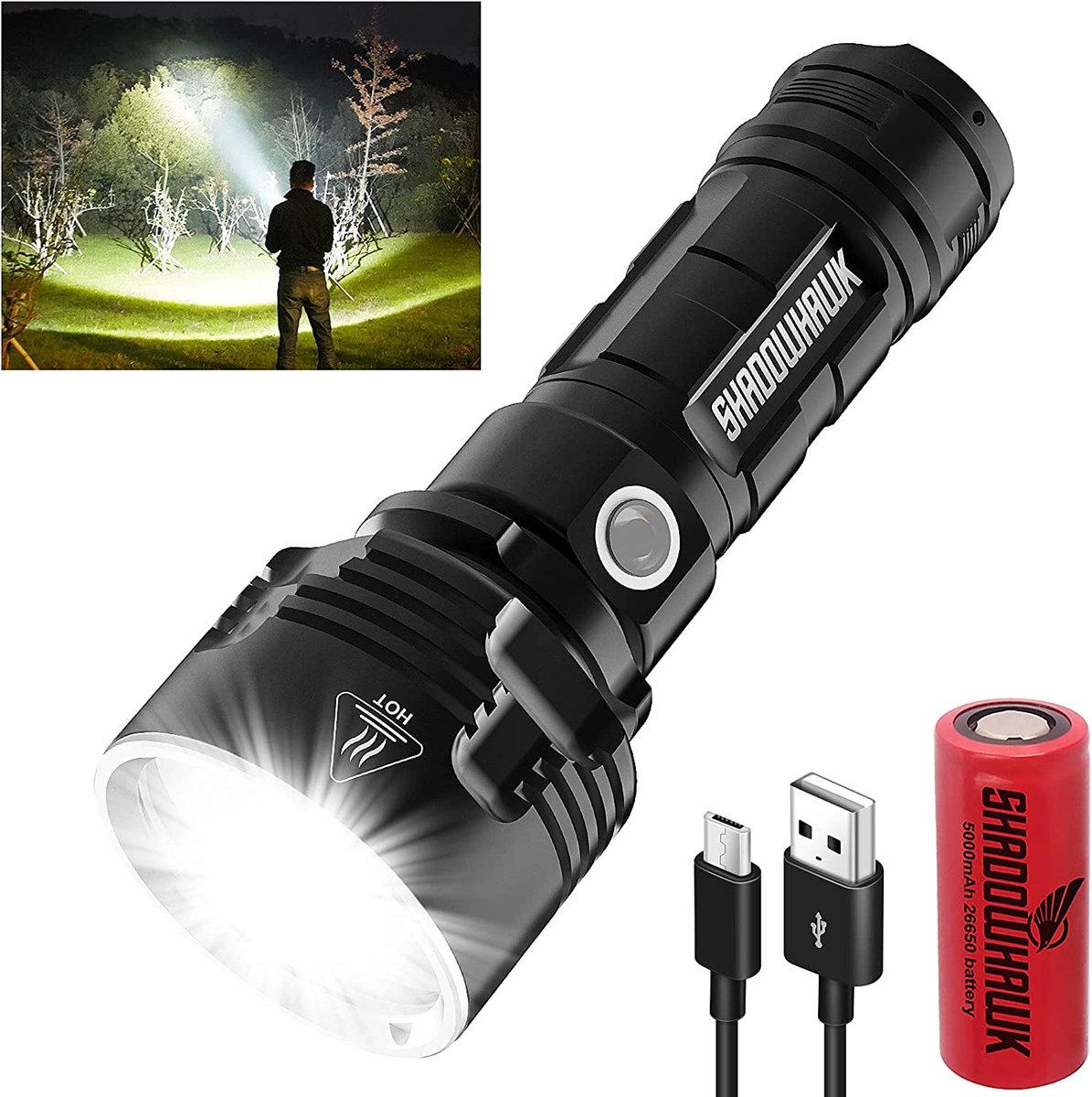 SuperFire Lampe Torche Led Ultra Puissante: Rechargeable LED 1200