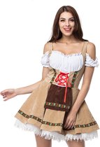 Veran Tiroler Jurk - Dames - Oktoberfest - Tiroler - Dirndl - Bruin - Beige - Wit - Rood - L
