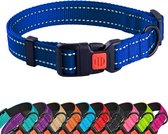 Halsband hond - reflecterend - donkerblauw - maat M - oersterk - waterdicht - hondenhalsband - met veiligheidssluiting - geschikt voor iedere hondenriem - voor middelgrote honden
