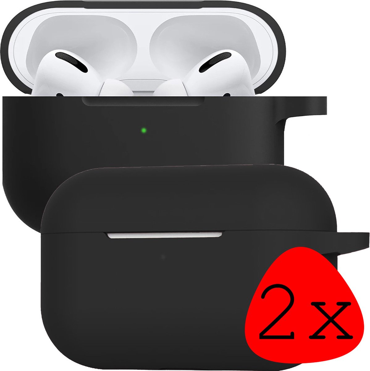 Case Geschikt voor AirPods Pro 2 Hoesje Siliconen Hoes Cover - Hoes Geschikt voor Apple AirPods Pro 2 Case Siliconen - Zwart - 2 Stuks