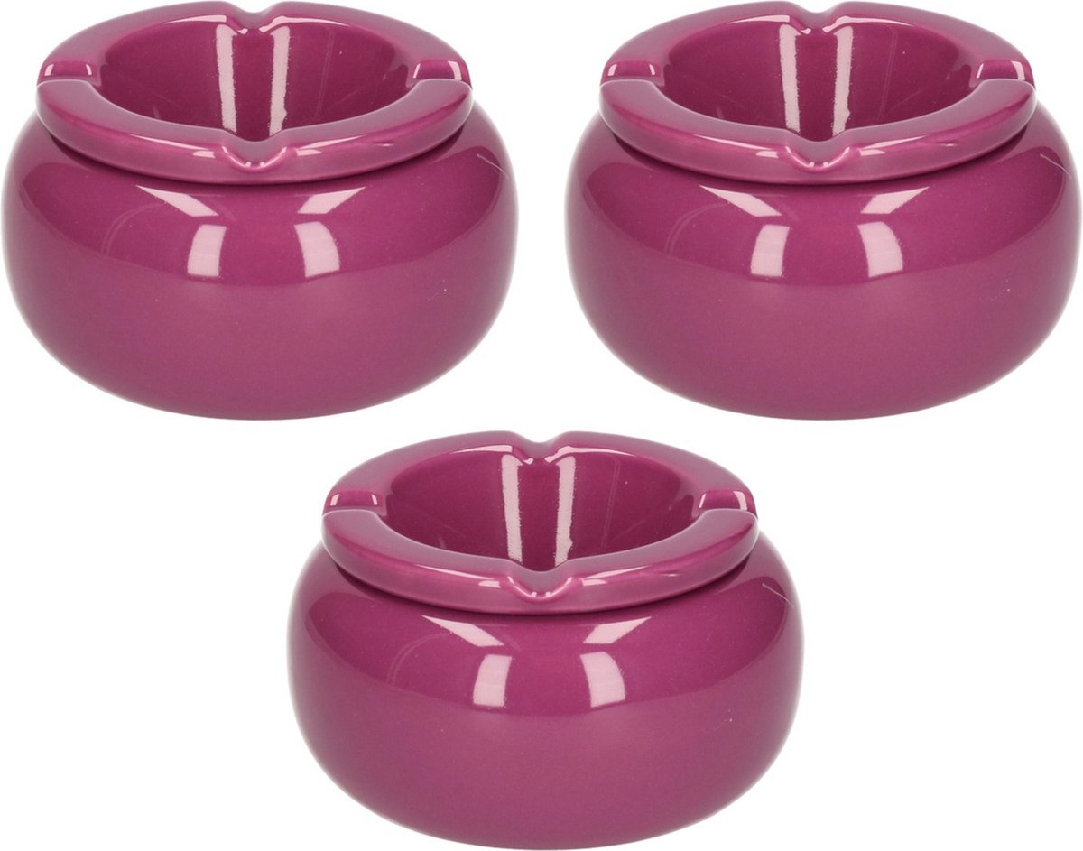 Goedkoopste 3x stuks Ronde paarse storm asbak 11 cm - Asbakken - Stormasbakken
