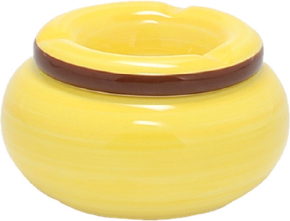 Goedkoopste Dolomite keramiek storm asbak geel 13,5 x 7 cm