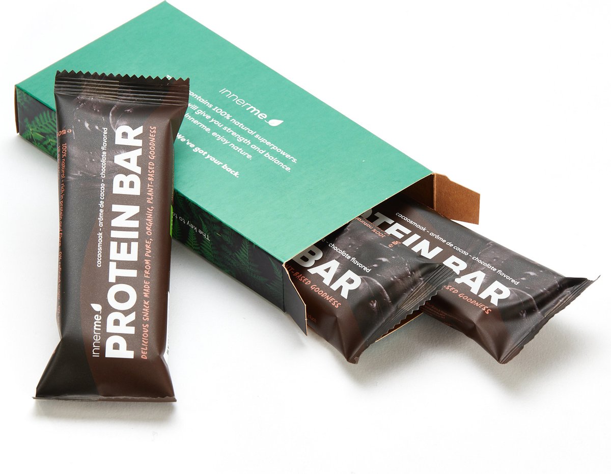 Innerme® Protein Bar ‘Chocolate’ Bio & Vegan Proteine reep 3 eiwitrepen 50 g bol