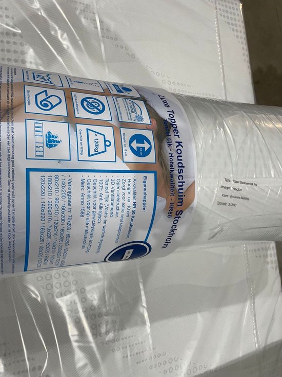 Luxe Topper Cold Foam - Housse en Bamboe - Qualité hôtelière - HR50 - 180x200