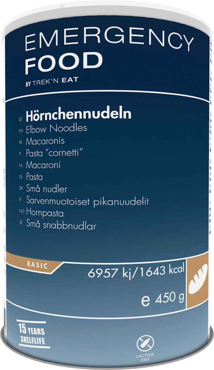 Trek'n Eat Emergency Food - Macaroni in Blik - 450 g - 15 jr houdbaar - Noodpakket - Noodrantsoen - Vriesdroogmaaltijd - Rantsoen - Outdoormaaltijd - Survival food - Overlevingspakket