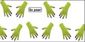 5x Paar vingerloze handschoen fluor geel Milano - Feest festival thema feest party optocht themafeest