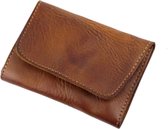 Portemonnee's - kleine portemonnee donkerbruin leer - pasjes en briefgeld