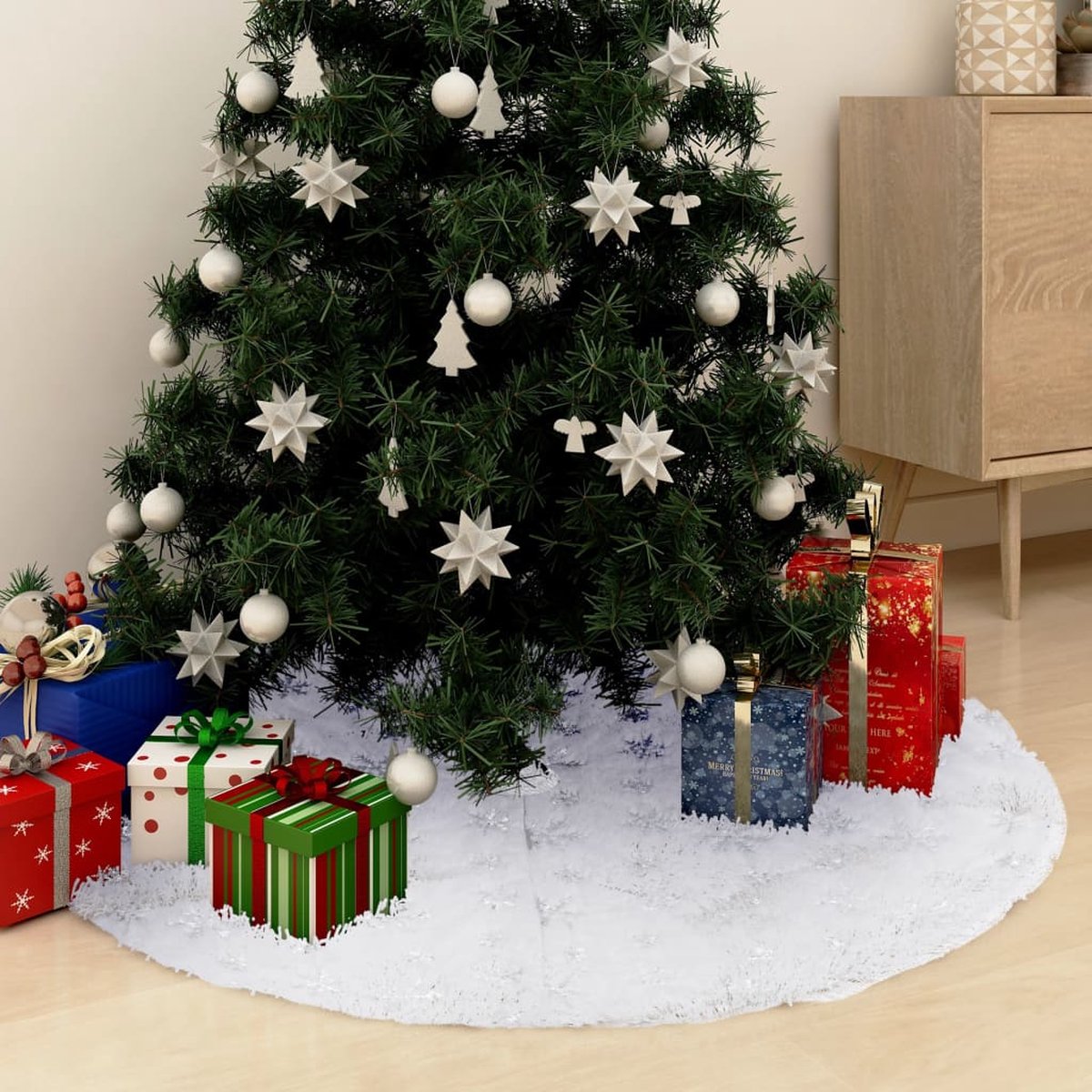 Prolenta Premium - Kerstboomrok luxe 122 cm kunstbont wit