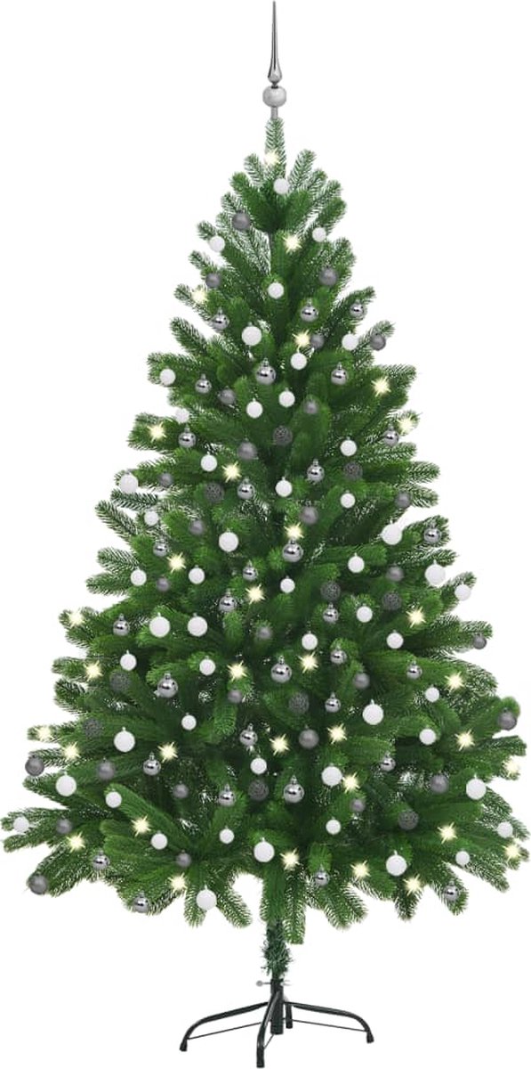 Prolenta Premium - Kunstkerstboom met LED's en kerstballen 210 cm groen