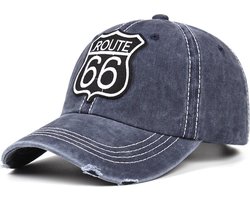 Baseball Cap Route 66 – Blauw – Stonewashed Denim Pet
