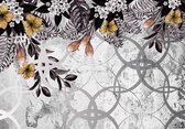 Fotobehang - Vlies Behang - Planten en Bloemen op Betonnen Muur - 368 x 254 cm