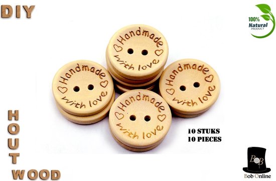 100 Pcs Motif Mixte Boutons En Bois Vintage avec 2 Trous pour DIY